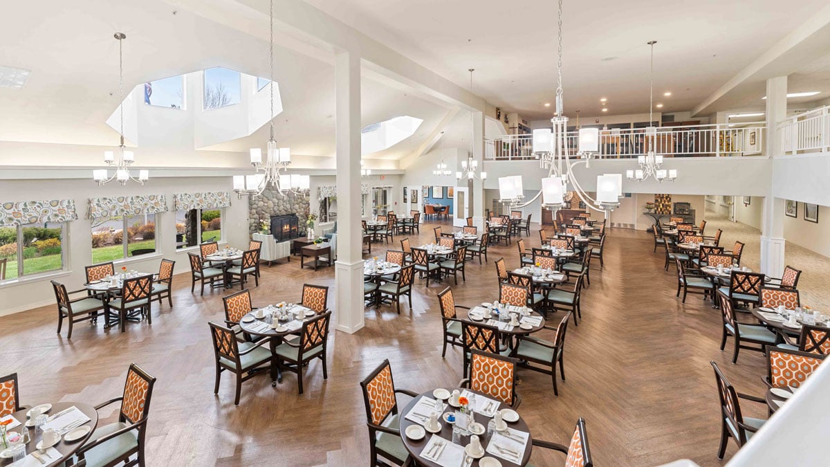 The dining room at Stone Lodge set for mealtime